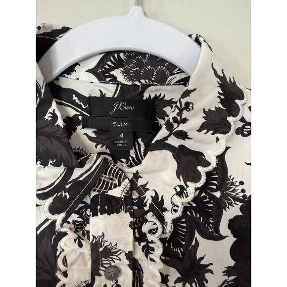 J. Crew Ruffled Slim Perfect Shirt in Ratti® Sunflower Floral Print Size 4 2252 - Picture 6 of 10